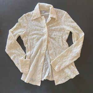 Bebe Ivory Textured Button Down Shirt